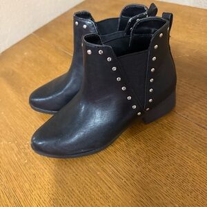 Time and Tru Black Ankle Boots with Silver Studs